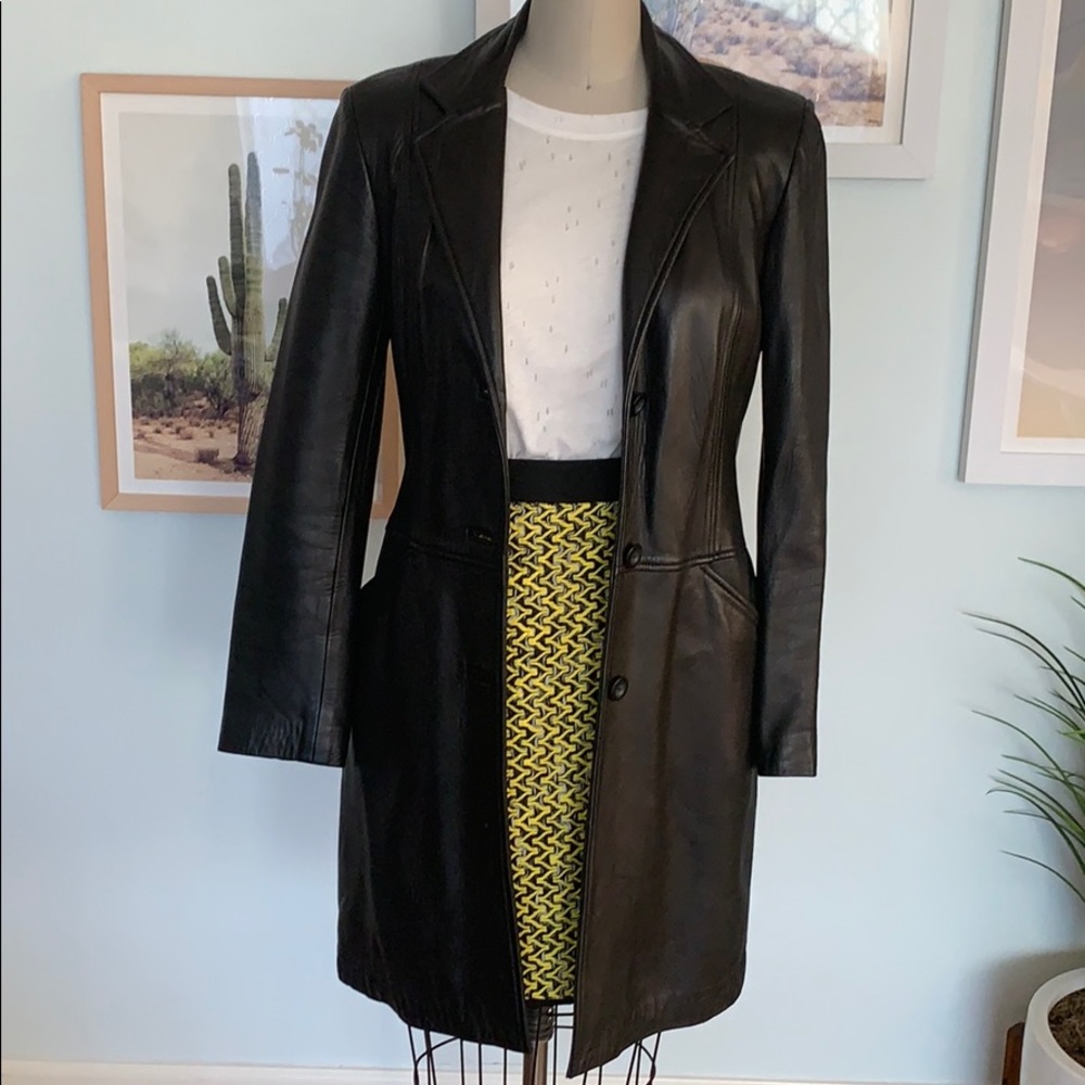 Y2K Swann Leather trench coat Medium made in USA